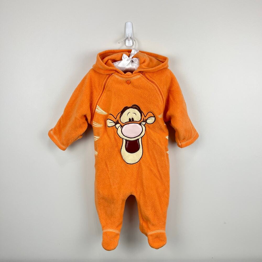 Vintage Y2K Winnie the Pooh Tigger Fleece Footie Coverall Costume 6-9 Months
